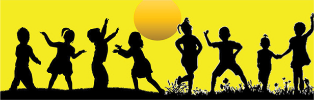 mural depicting silhouettes of children playing